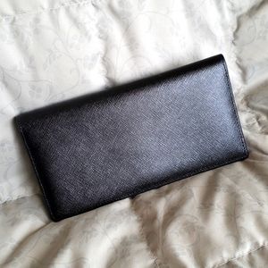 14th & Union Black Saffiano Leather Womens Bifold Checkbook Wallet